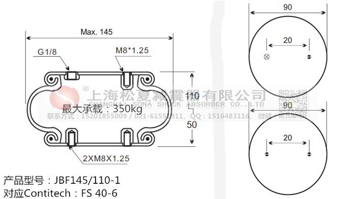 JBF145/110-1橡膠<a href='http://m.lovewangjing.cn/' target='_blank'><u>空氣彈簧</u></a>