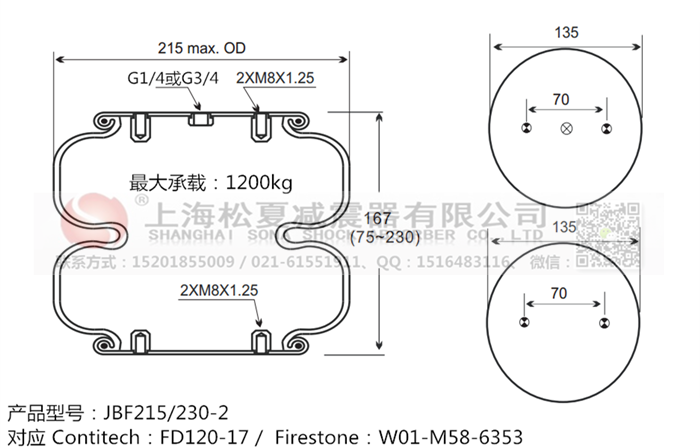 JBF215/230-2橡膠<a href='http://m.lovewangjing.cn/' target='_blank'><u>空氣彈簧</u></a>
