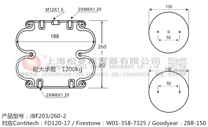 JBF203/260-2橡膠<a href='http://m.lovewangjing.cn/' target='_blank'><u>空氣彈簧</u></a>